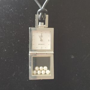 MIKIMOTO FLOATING PEARLS STEEL PENDANT WATCH